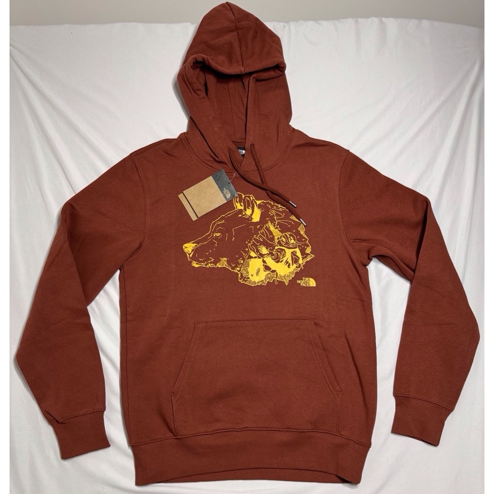 NWT The North Face TNF Bear Pullover‎ Hoodie Red/Orange Mens Size Small